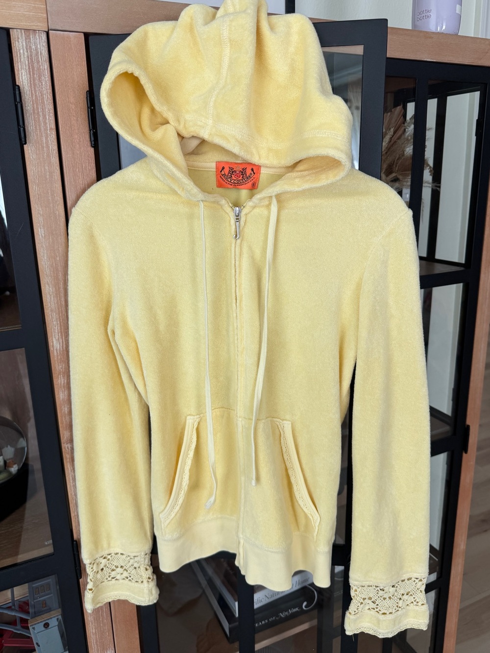 Vintage y2k Juicy couture full zip crochet lace hoodie sweatshirt terry butter